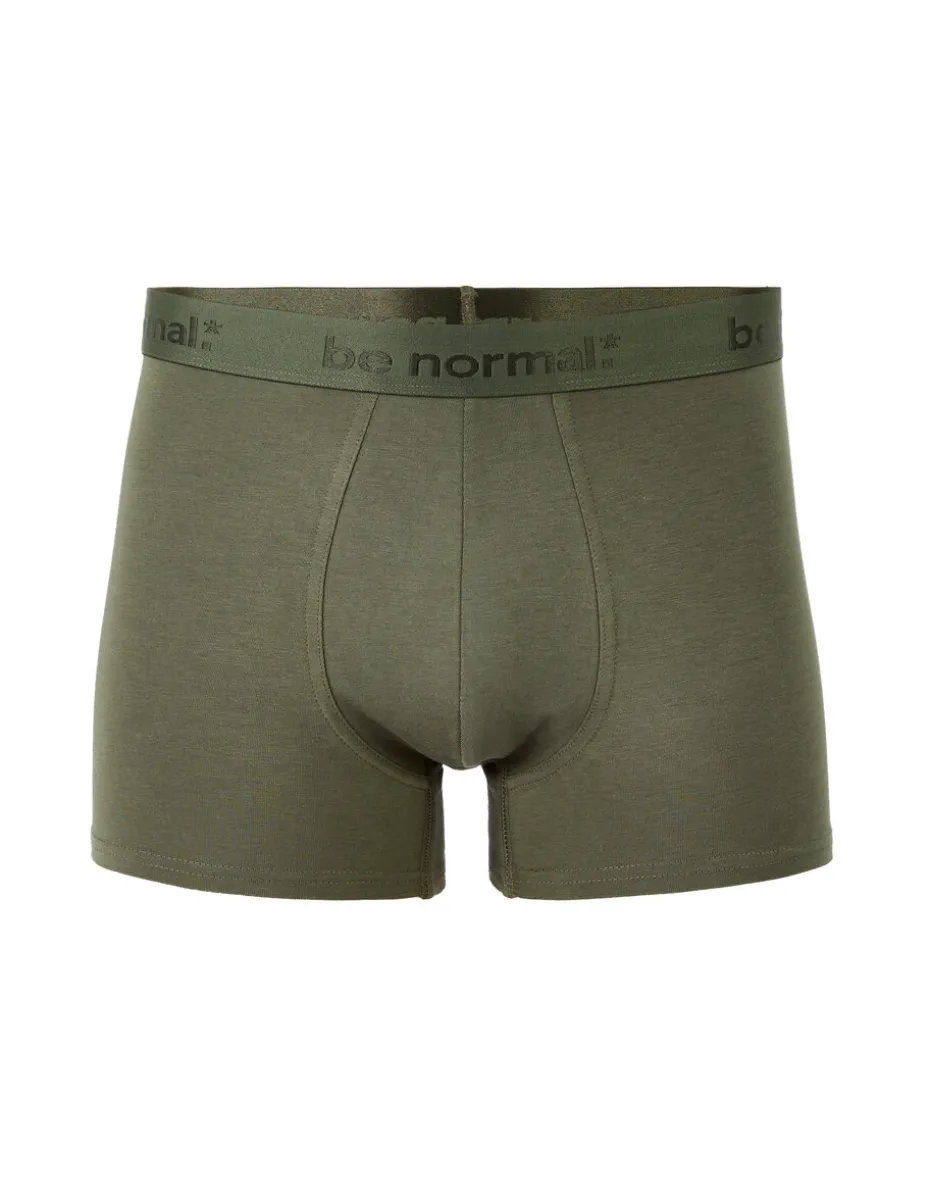 Effen stretch katoenen boxer - kaki