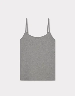 Effen tanktop met dunne bandjes - lichtgrijs