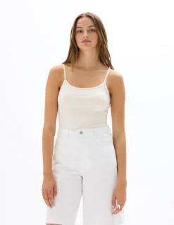 Effen tanktop met dunne bandjes - ecru