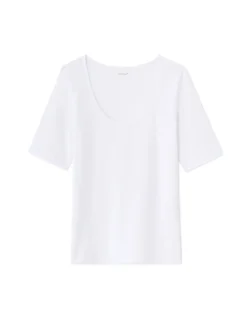 Effen T-shirt met ronde hals - wit