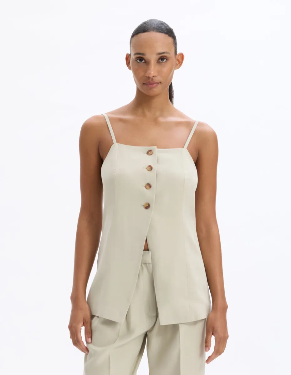 Elegante top met bandjes - grijs