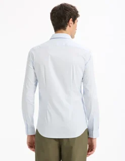 Extra slim fit overhemd stretch katoen - lichtblauw