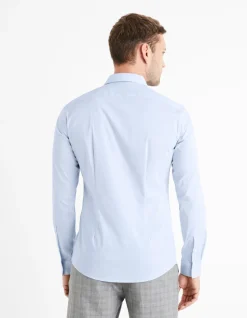 Extra slim stretch katoenen overhemd - lichtblauw