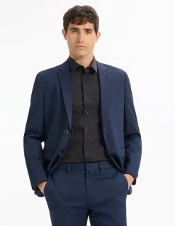 Extra slim stretch kostuumvest - blauw