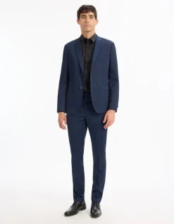 Extra slim stretch kostuumvest - blauw