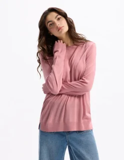 Fijn gebreide trui met lange mouwen - roze
