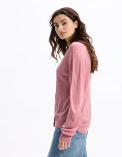 Fijngebreide knoopcardigan - roze