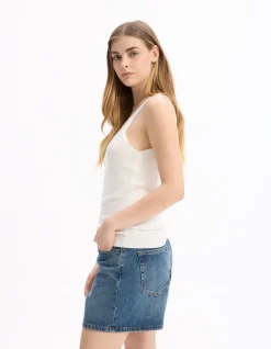 Fijngebreide tanktopset - ecru