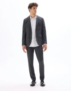 Flanellen slim fit kostuumvest - donkergrijs