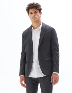 Flanellen slim fit kostuumvest - donkergrijs