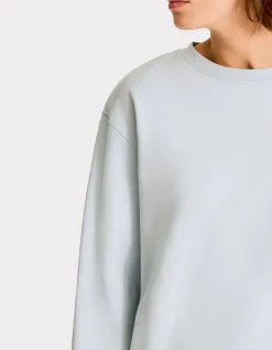 Fleece sweatshirt met ronde hals - lichtblauw