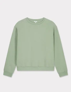Fleece sweatshirt met ronde hals - groen