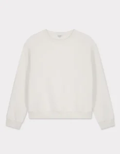 Fleece sweatshirt met ronde hals - beige