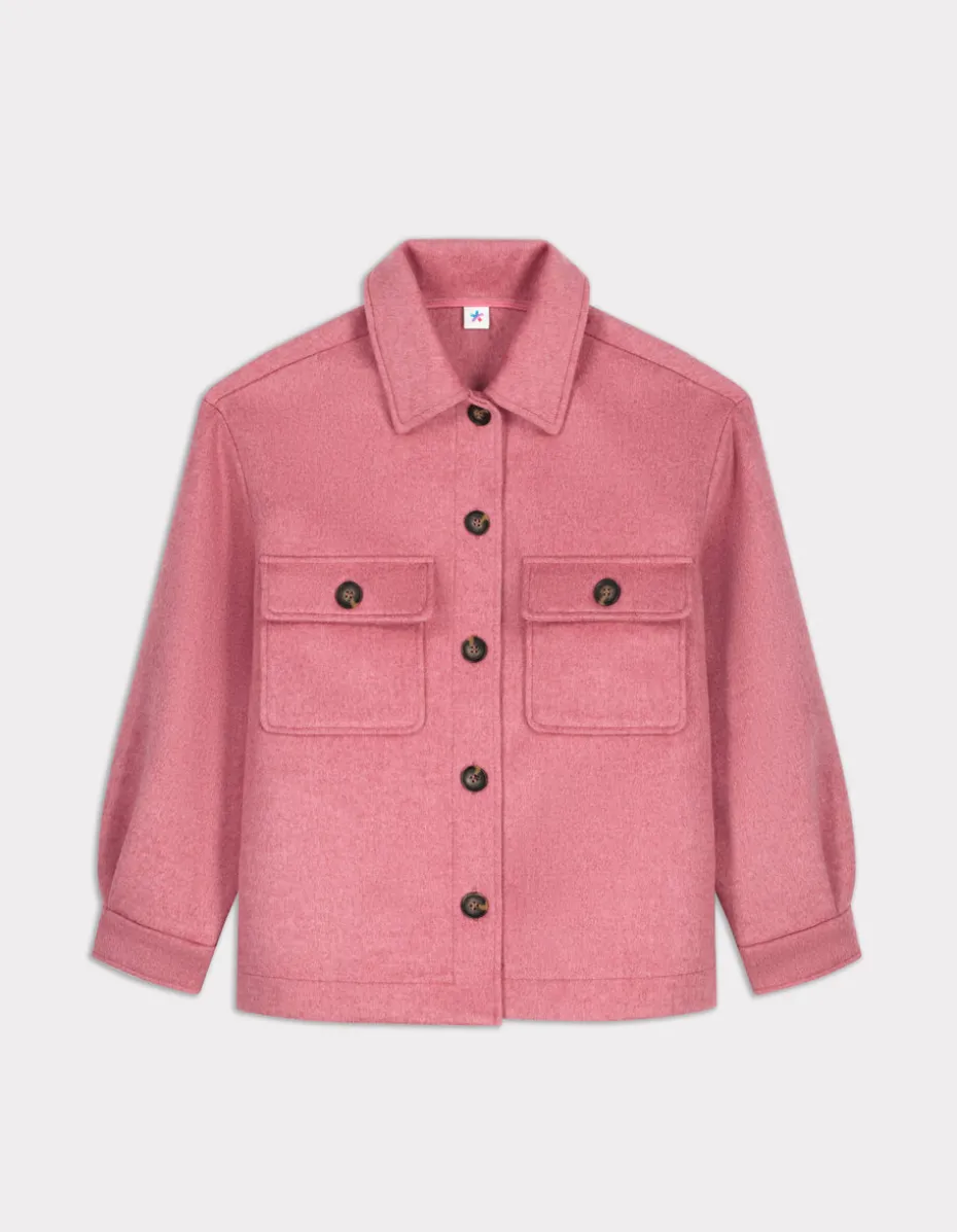 Fluffy jasje met overhemdkraag - roze