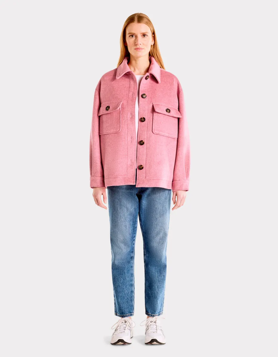 Fluffy jasje met overhemdkraag - roze