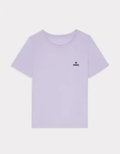 Geborduurd T-shirt met ronde hals - paars