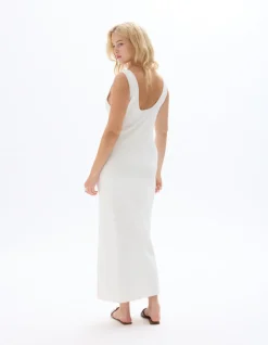 Gebreide jurk met bandjes - Wit
