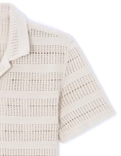 Gehaakte blouse regular fit - beige