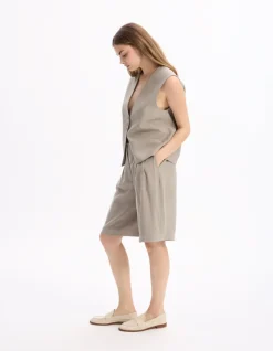 Geklede rechte short - beige
