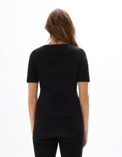 Geknoopt kortemouw T-shirt - Zwart