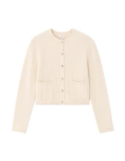 Geknoopt vest met lange mouwen - ecru