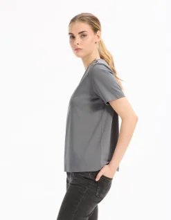 Geknopt T-shirt van zacht katoen - grijs