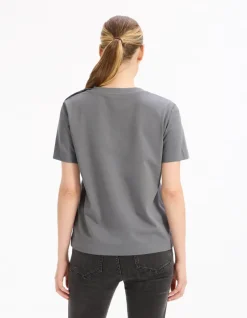 Geknopt T-shirt van zacht katoen - grijs