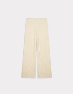 Geplooide gebreide broek - beige