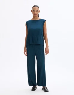 Geplooide mesh broekset - blauw