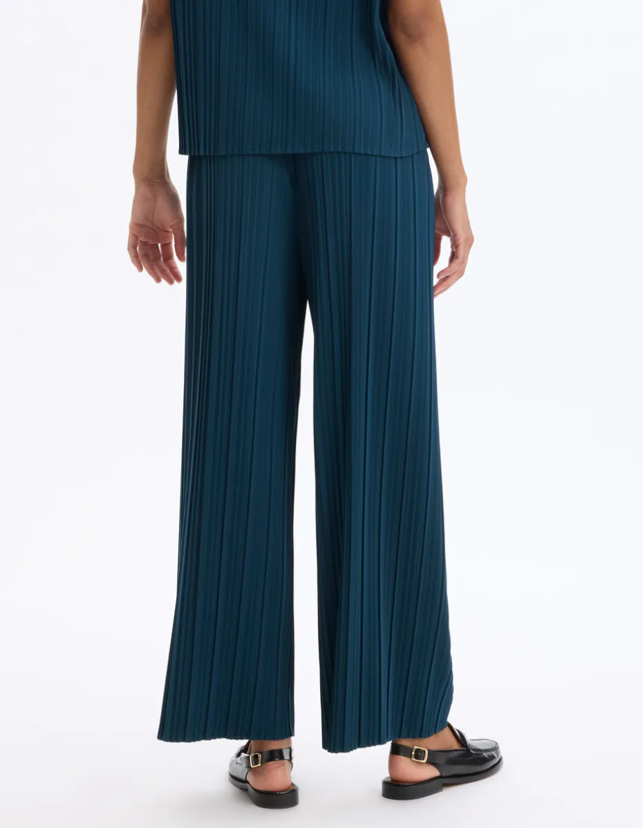 Geplooide mesh broekset - blauw