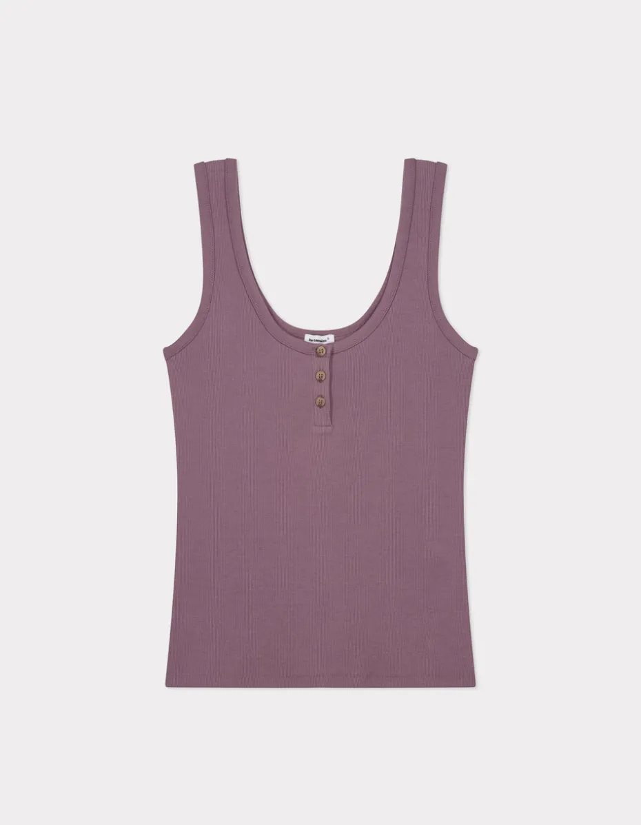 Geribbeld cropped tanktopje - paars