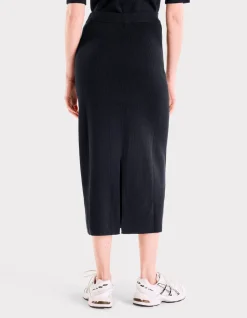 Geribbelde gebreide rok - marineblauw