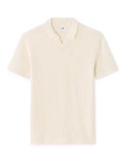 Geribd gebreide regular fit polo - beige