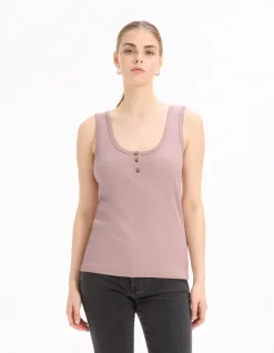 Geribde cropped topje - paars