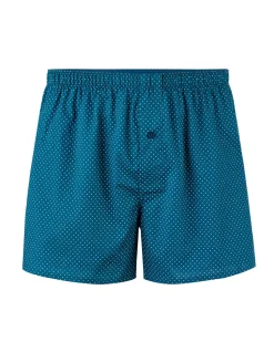 Gestippelde katoenen boxershort - blauw