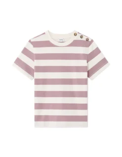 Gestreept geknoopt T-shirt - iris