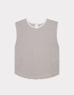 Gestreept mouwloos T-shirt - kaki