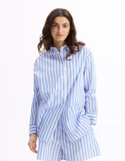 Gestreept popeline overhemd - blauw
