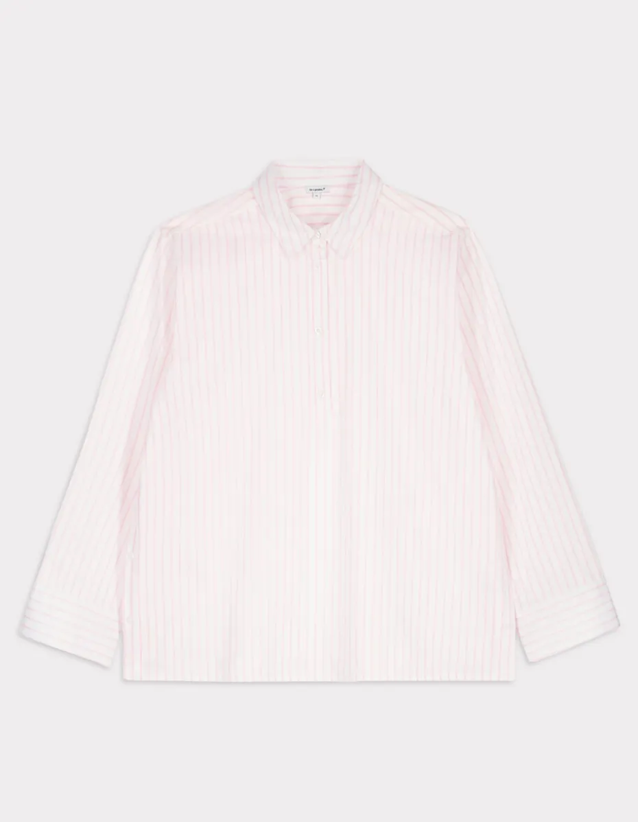 Gestreept shirt met zijopening - roze