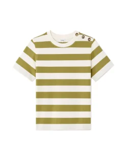Gestreept T-shirt met knopen - bamboe