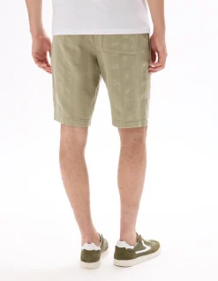 Gestreepte jacquard bermuda van 100% katoen - kaki