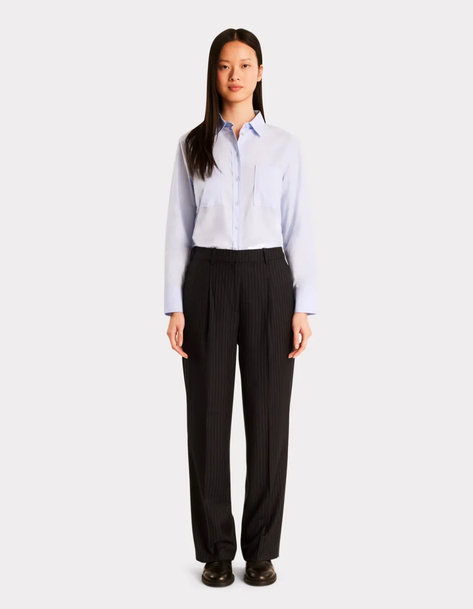 Gestreepte pantalon - marineblauw