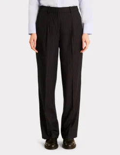 Gestreepte pantalon - marineblauw