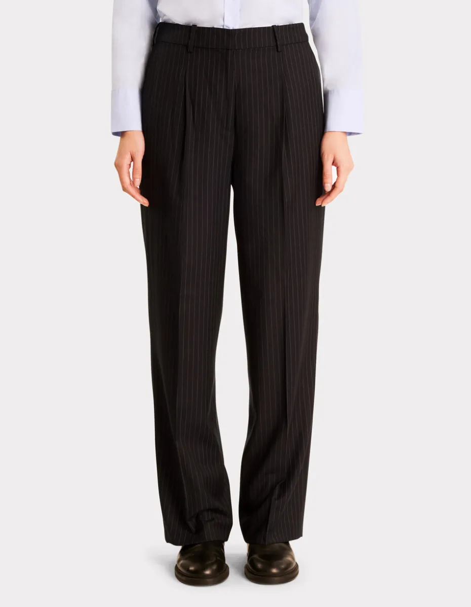 Gestreepte pantalon - marineblauw
