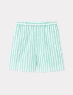 Gestreepte poplin shorts - watergroen