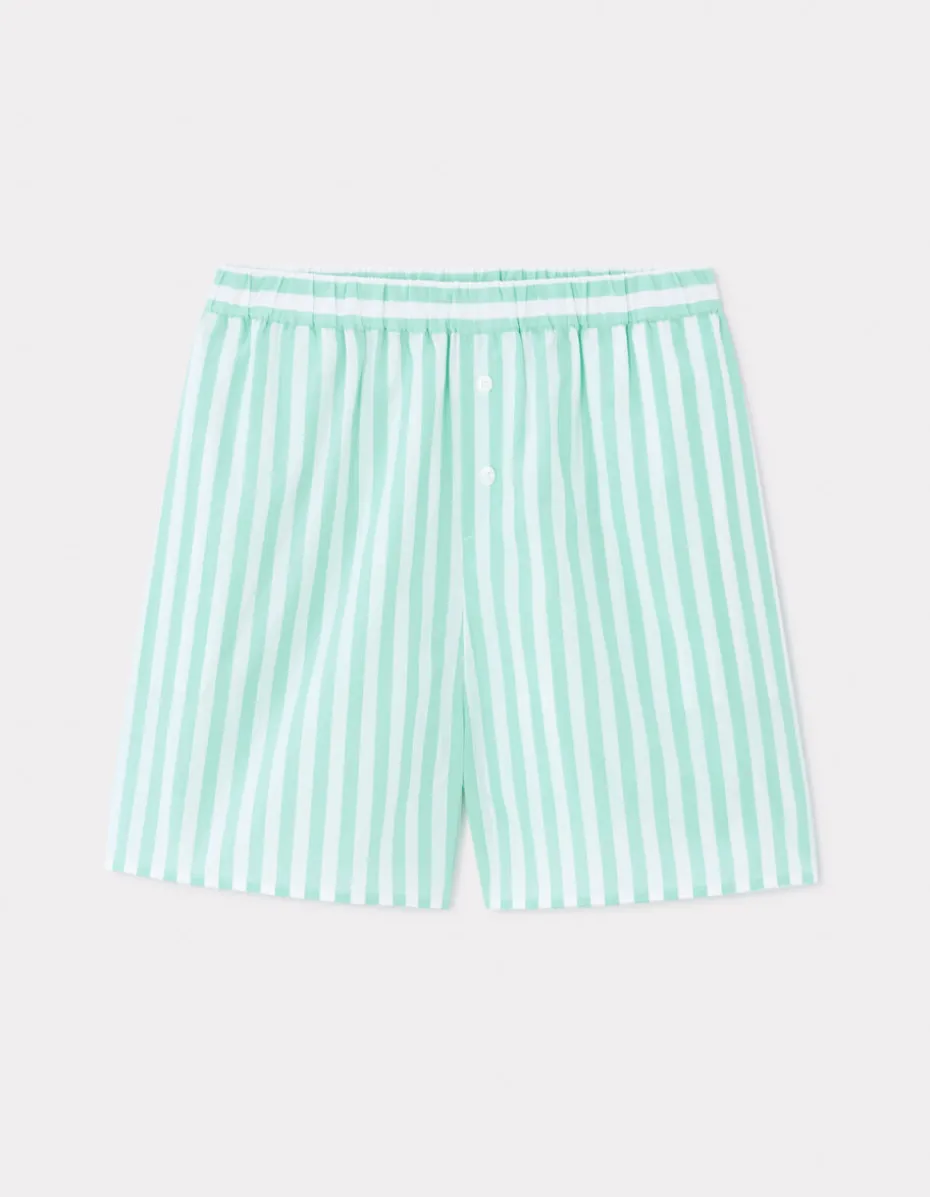 Gestreepte poplin shorts - watergroen