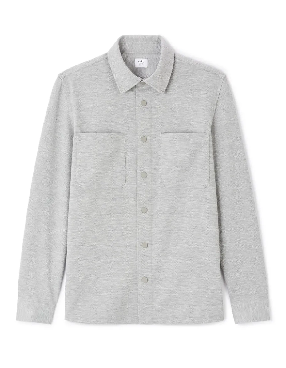 Gestructureerd overshirt met 2 zakken - lichtgrijs
