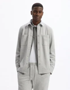 Gestructureerd overshirt met 2 zakken - lichtgrijs