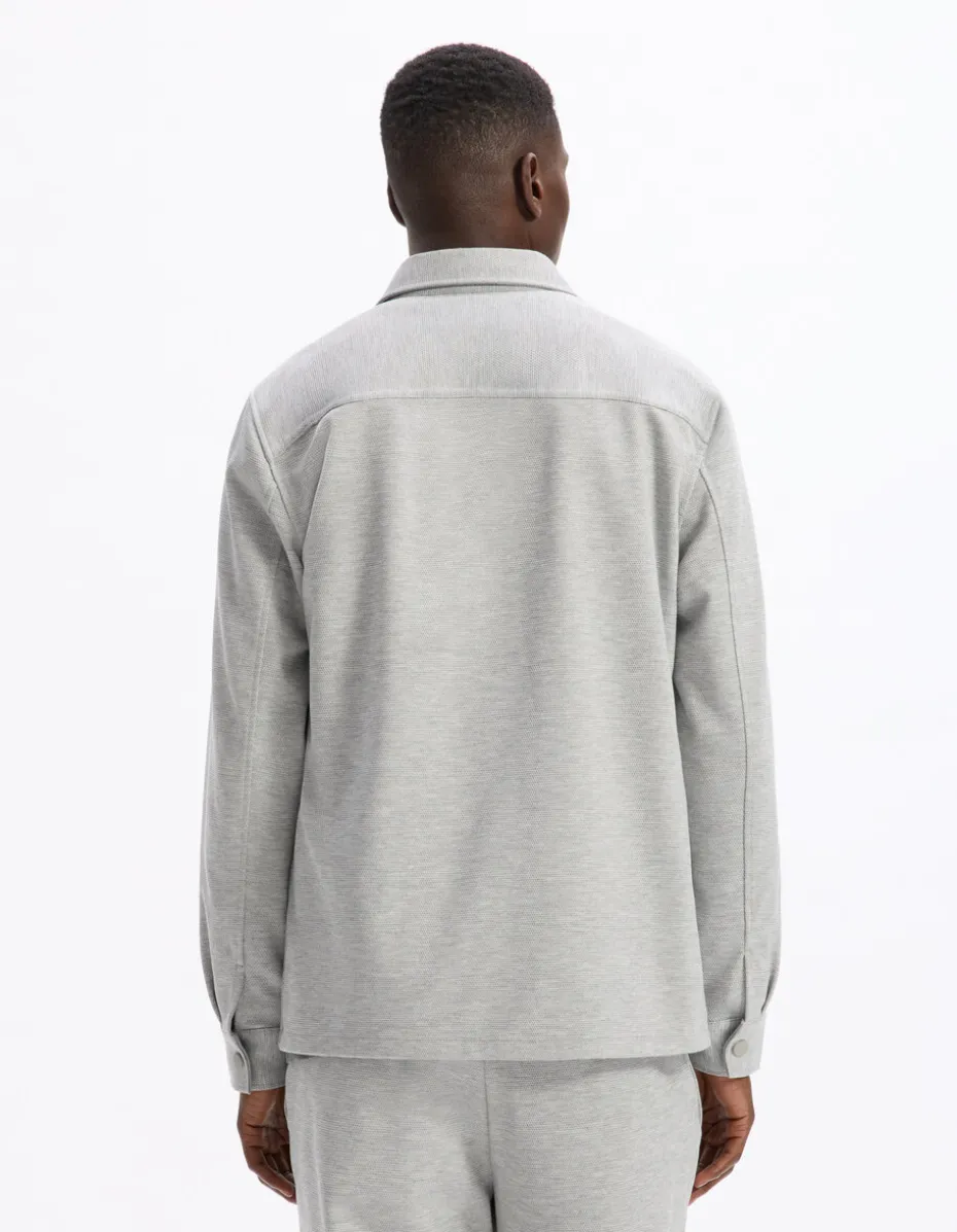 Gestructureerd overshirt met 2 zakken - lichtgrijs