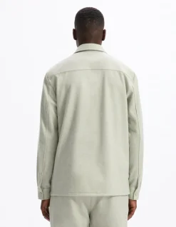 Gestructureerd 2-pocket overshirt - salie